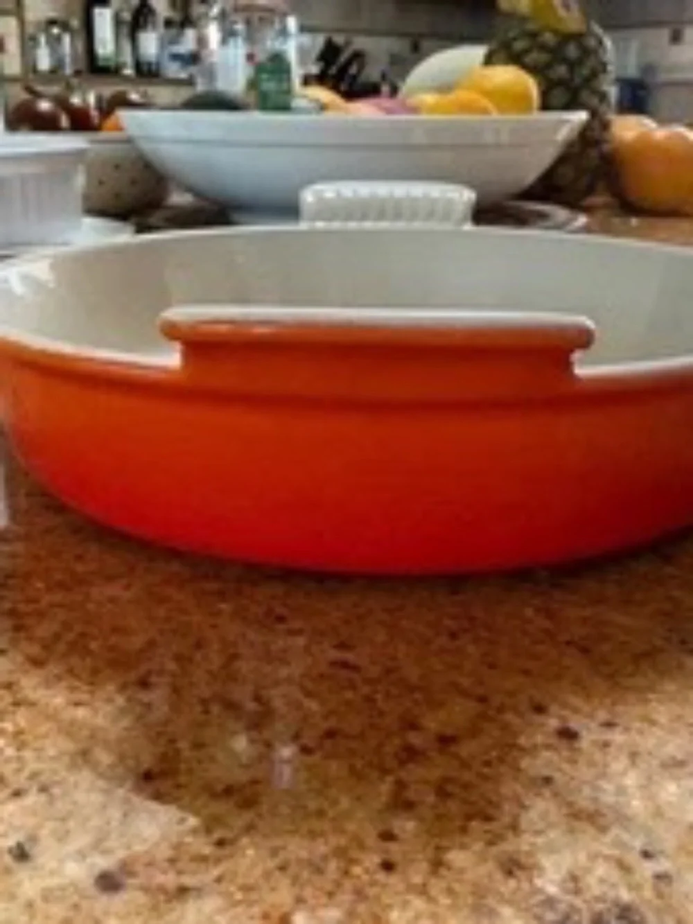 Vintage Le Creuset Flame Orange Enameled Cast Iron Gratin Dish #22